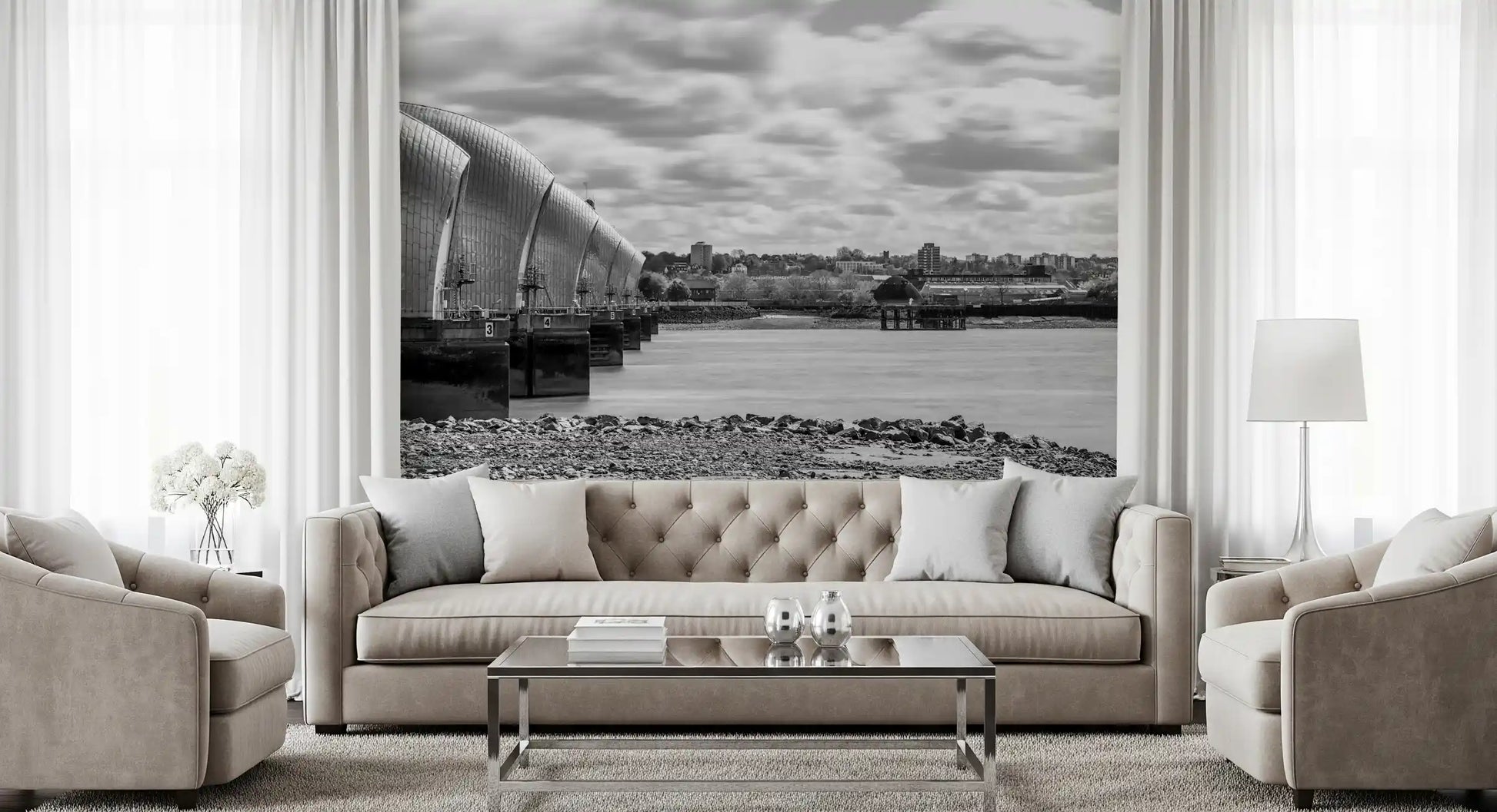 Thames Flood Barrier View Wall Mural