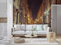 Nocturnal Cobbled Alleyway Wall Mural
