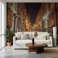 Nocturnal Cobbled Alleyway Wall Mural