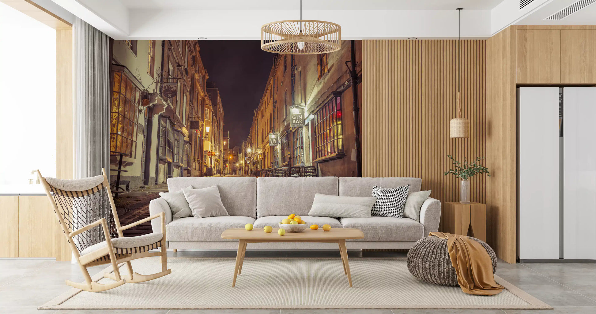 Nocturnal Cobbled Alleyway Wall Mural