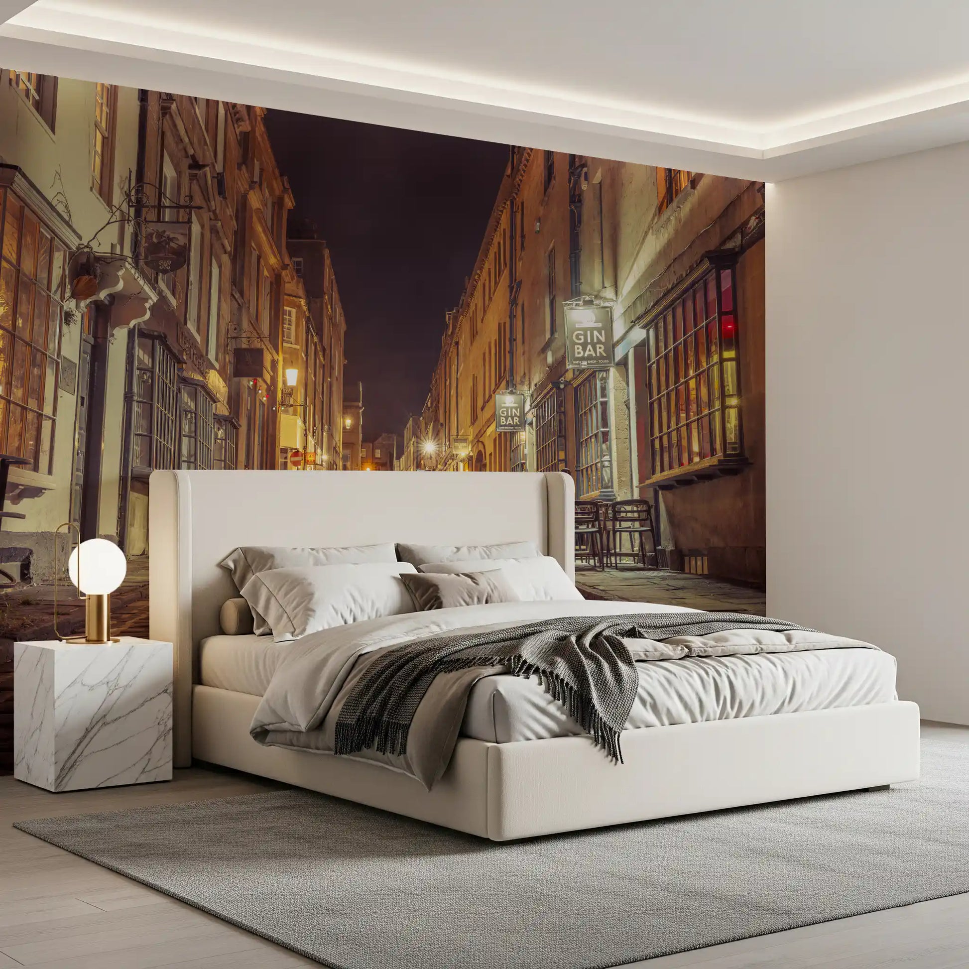 Nocturnal Cobbled Alleyway Wall Mural