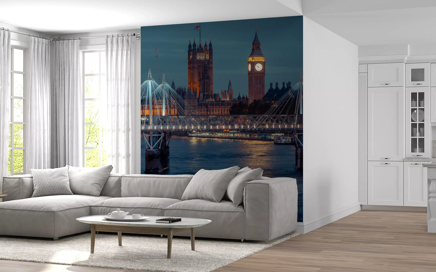 London Twilight Skyline Bridge Wall Mural