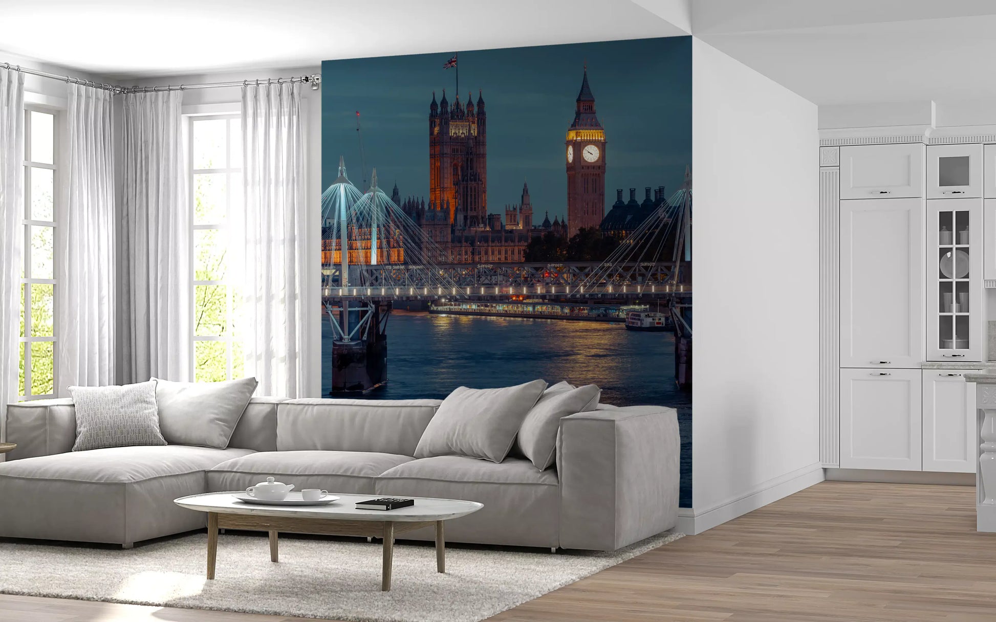 London Twilight Skyline Bridge Wall Mural