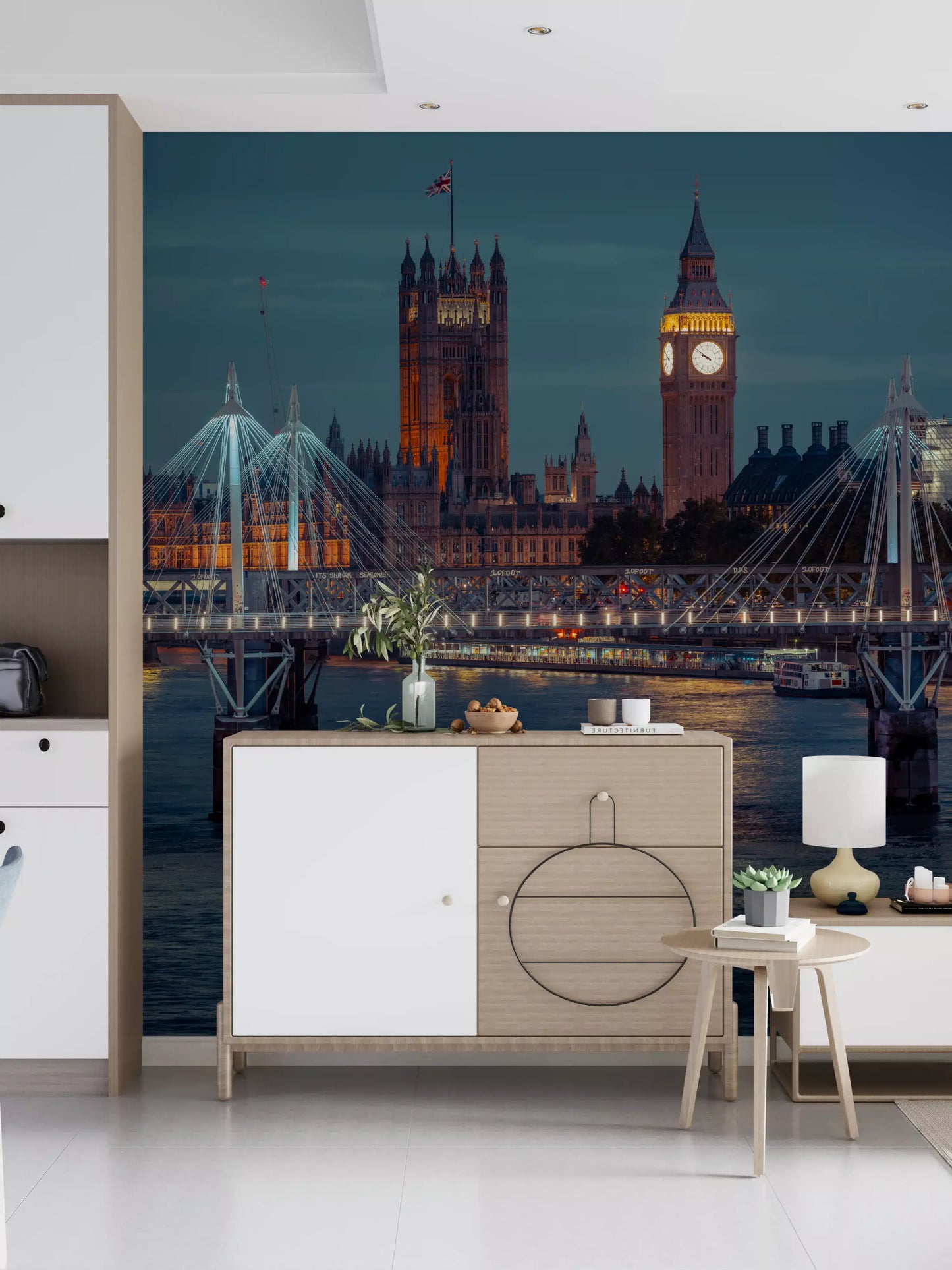 London Twilight Skyline Bridge Wall Mural