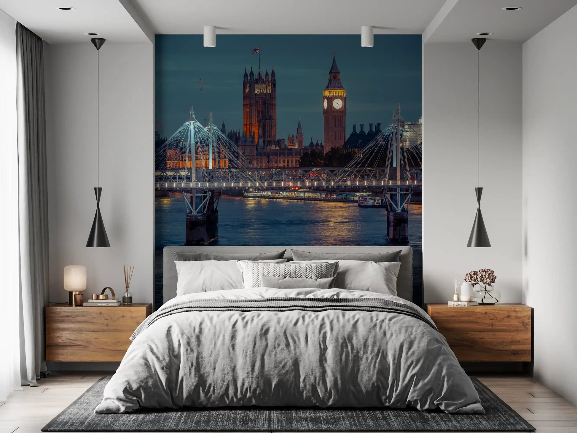 London Twilight Skyline Bridge Wall Mural
