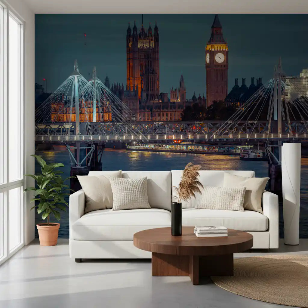 London Twilight Skyline Bridge Wall Mural