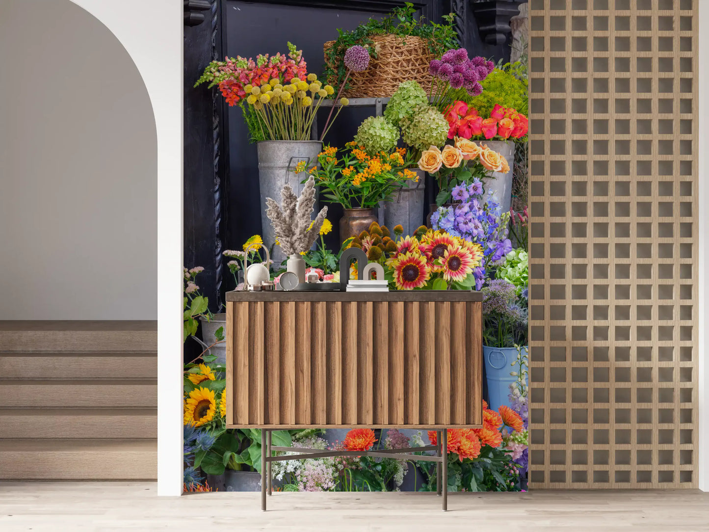 Rustic Floral Market Stall Wall Mural
