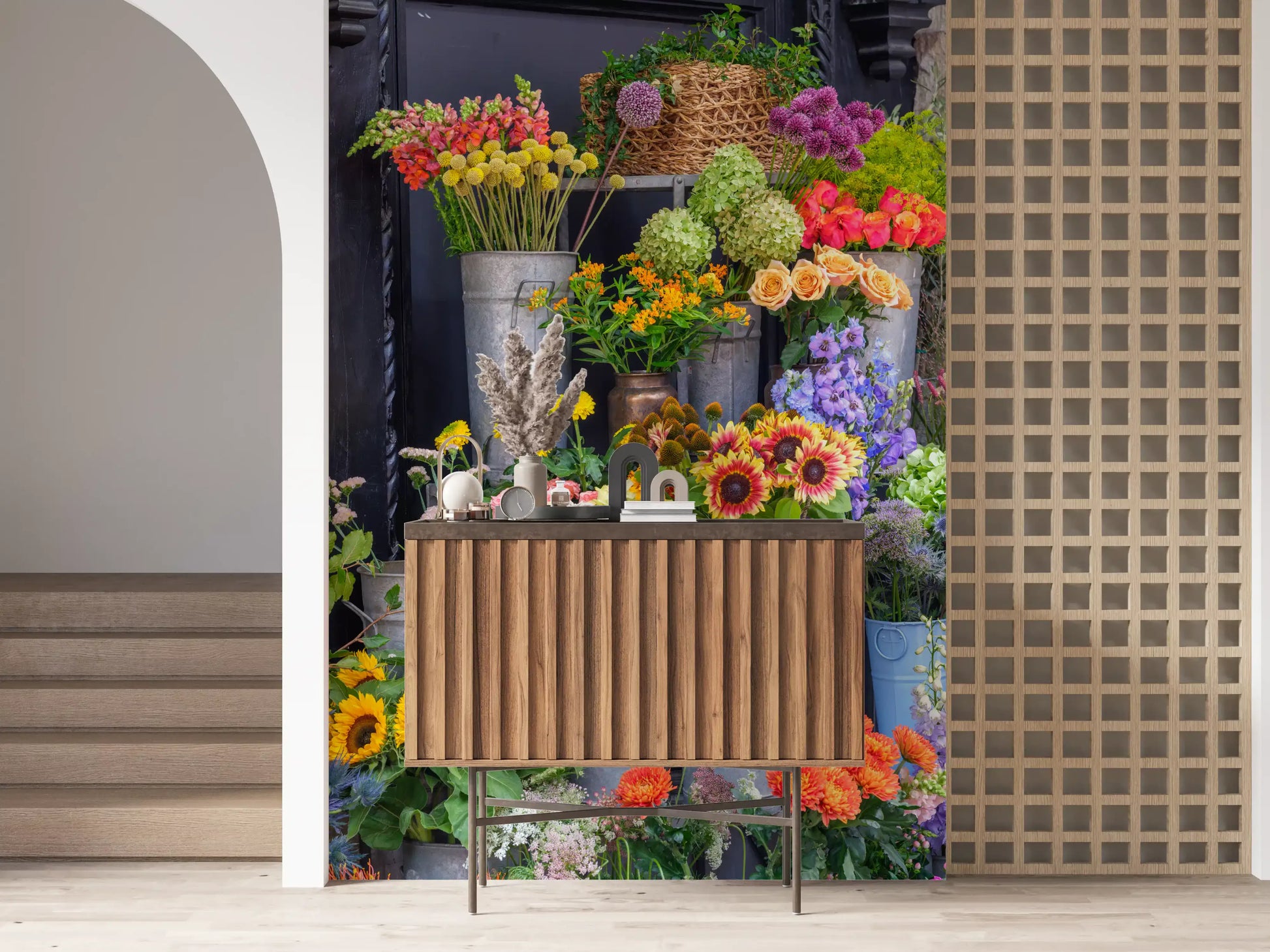 Rustic Floral Market Stall Wall Mural