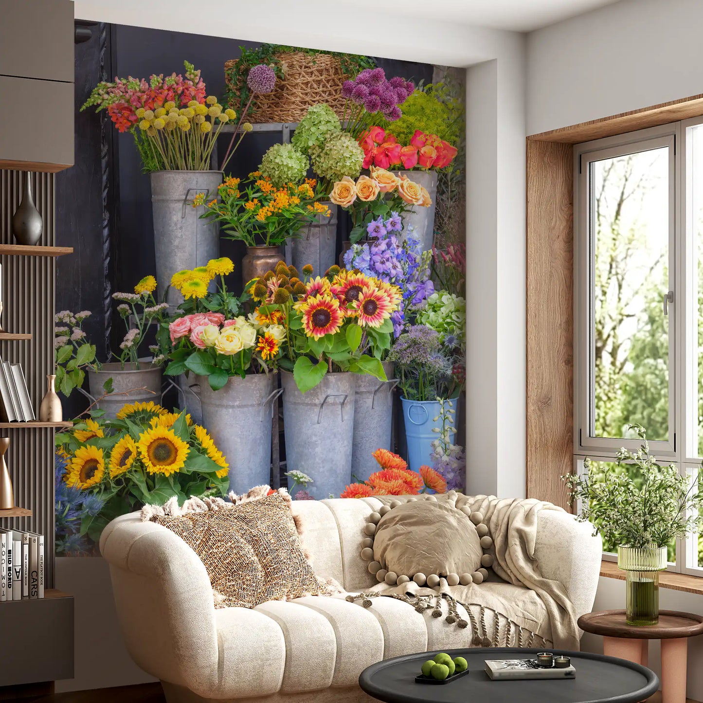 Rustic Floral Market Stall Wall Mural