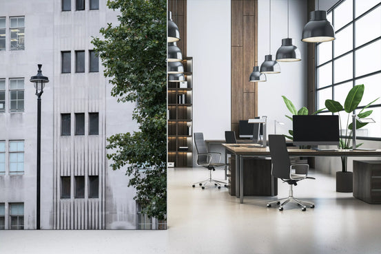 City building facade wall mural on a feature wall in a office GD11209