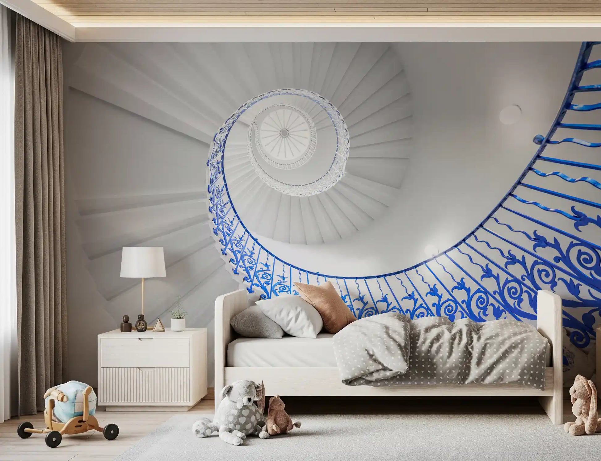 Cobalt Spiral Staircase Architectural Detail Wall Mural