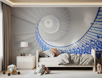 Cobalt Spiral Staircase Architectural Detail Wall Mural