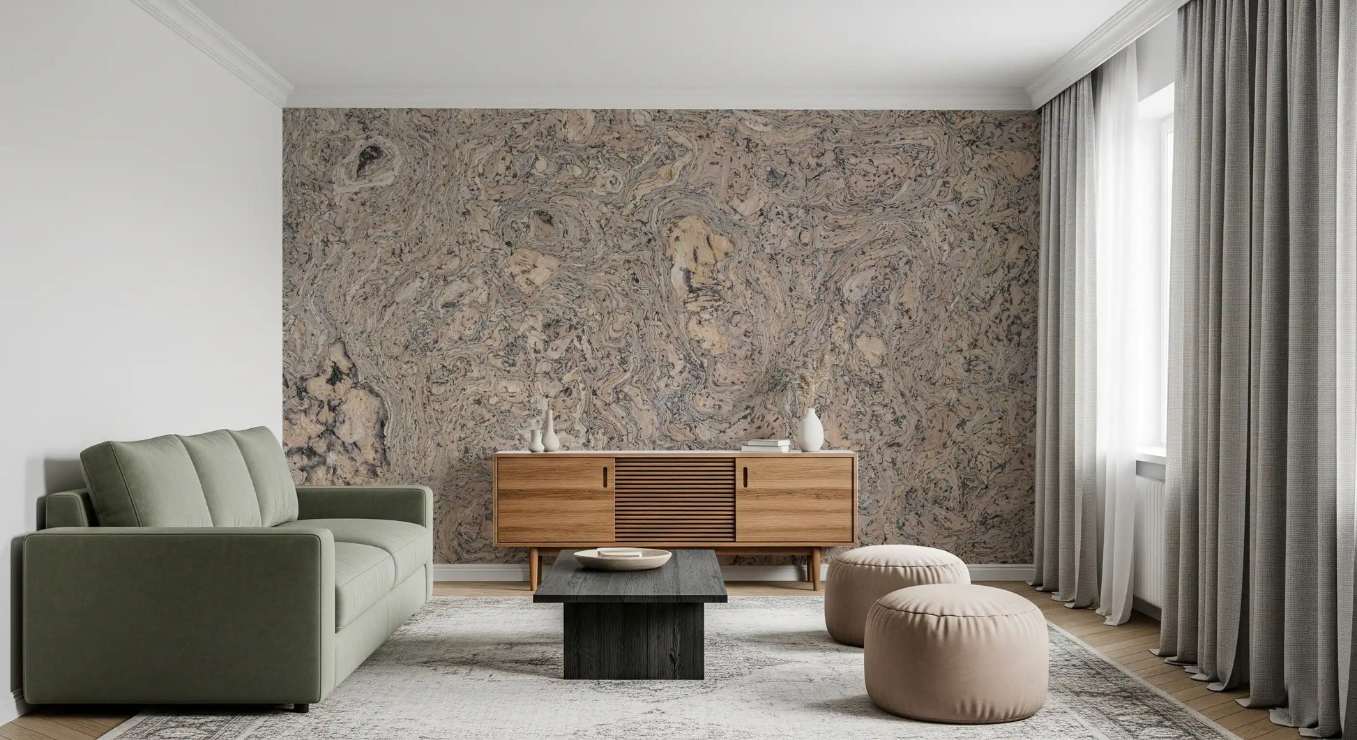Natural Cork Grain Texture Wall Mural
