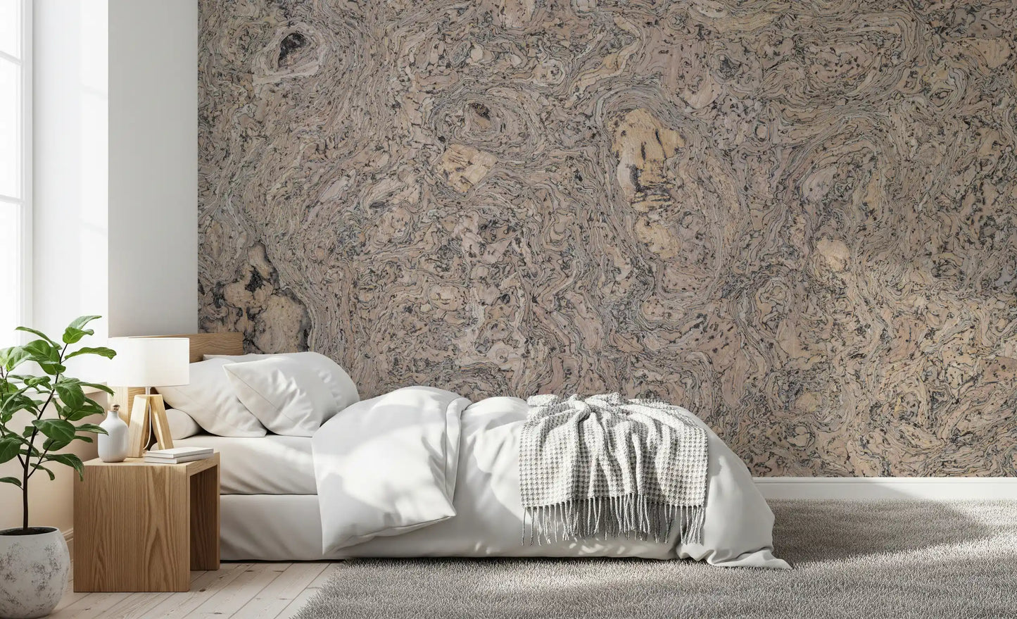 Natural Cork Grain Texture Wall Mural