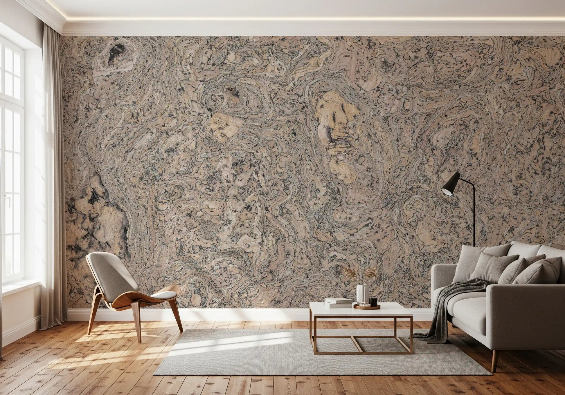 Natural Cork Grain Texture Wall Mural
