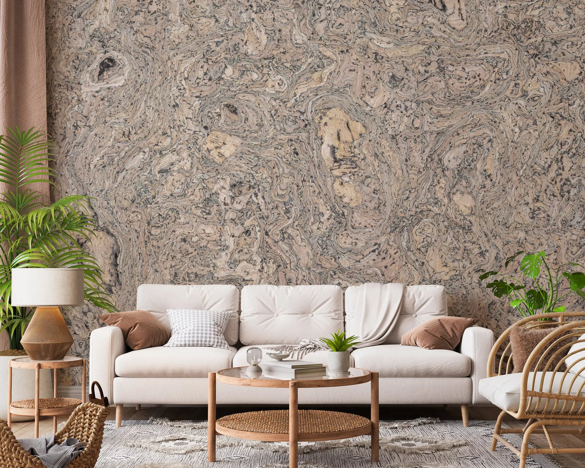 Natural Cork Grain Texture Wall Mural