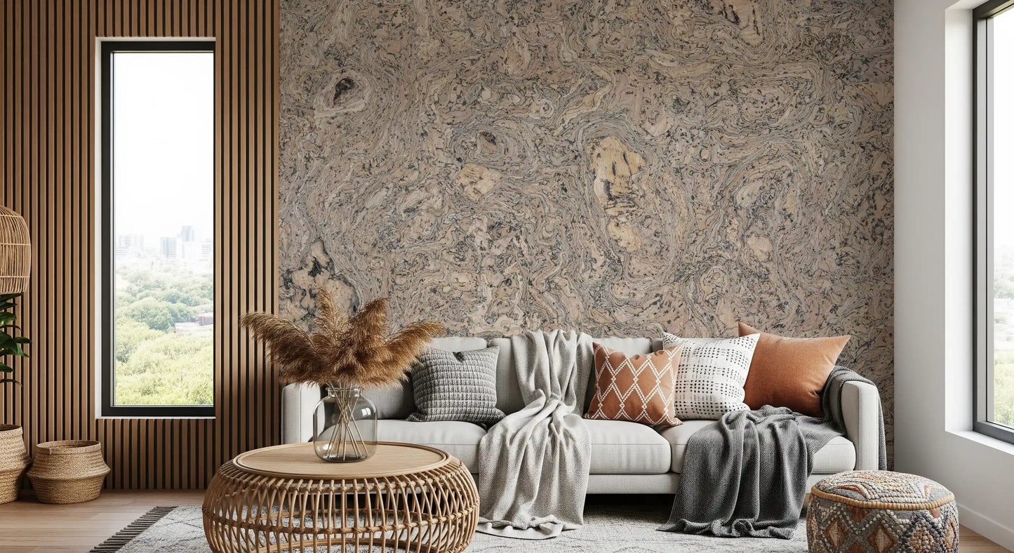 Natural Cork Grain Texture Wall Mural