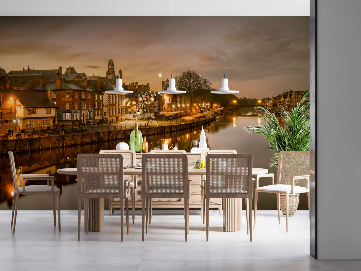 York Riverside Twilight Wall Mural