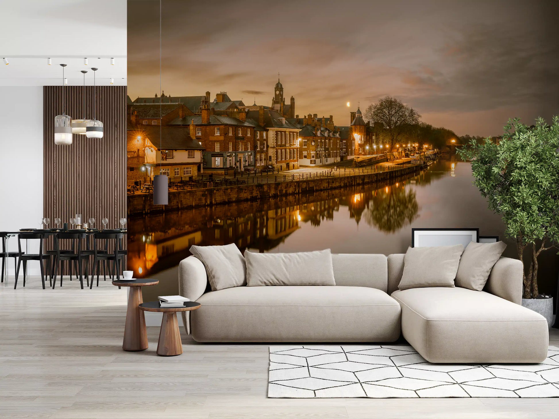 York Riverside Twilight Wall Mural
