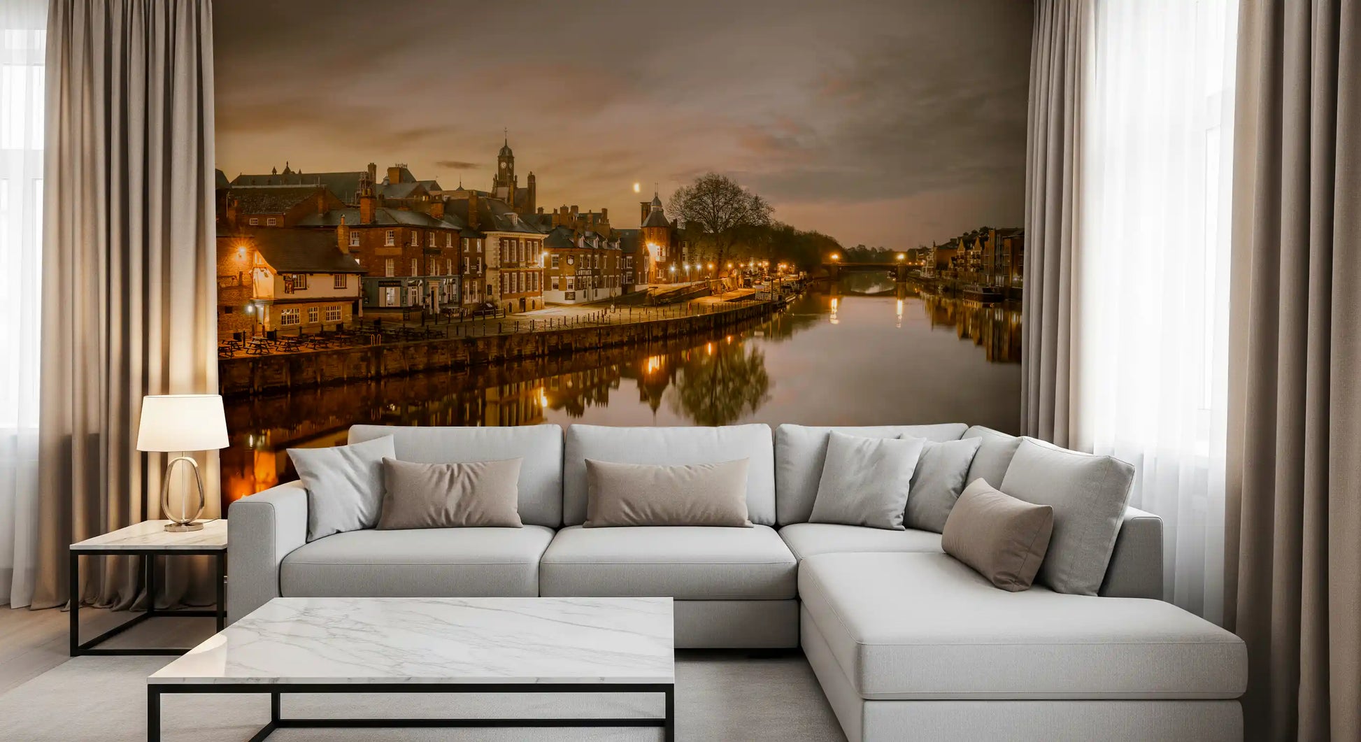 York Riverside Twilight Wall Mural