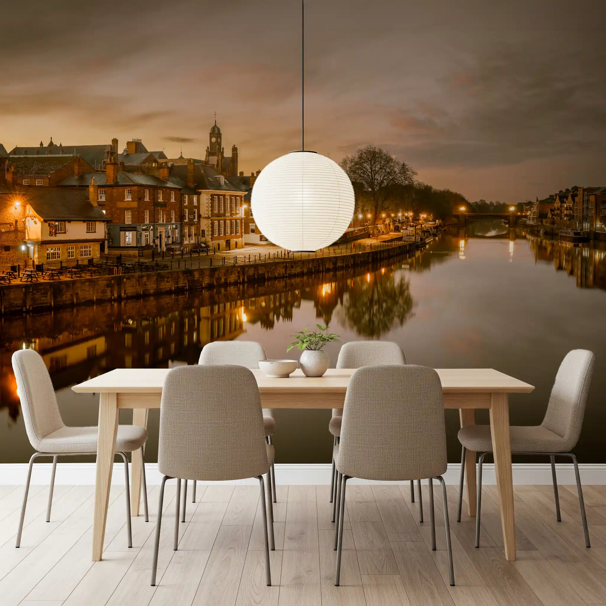 York Riverside Twilight Wall Mural