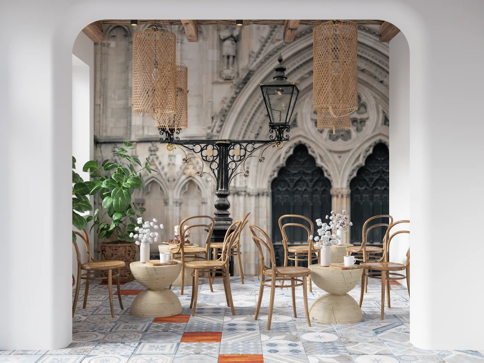 Gothic Cathedral Lantern Wall Mural