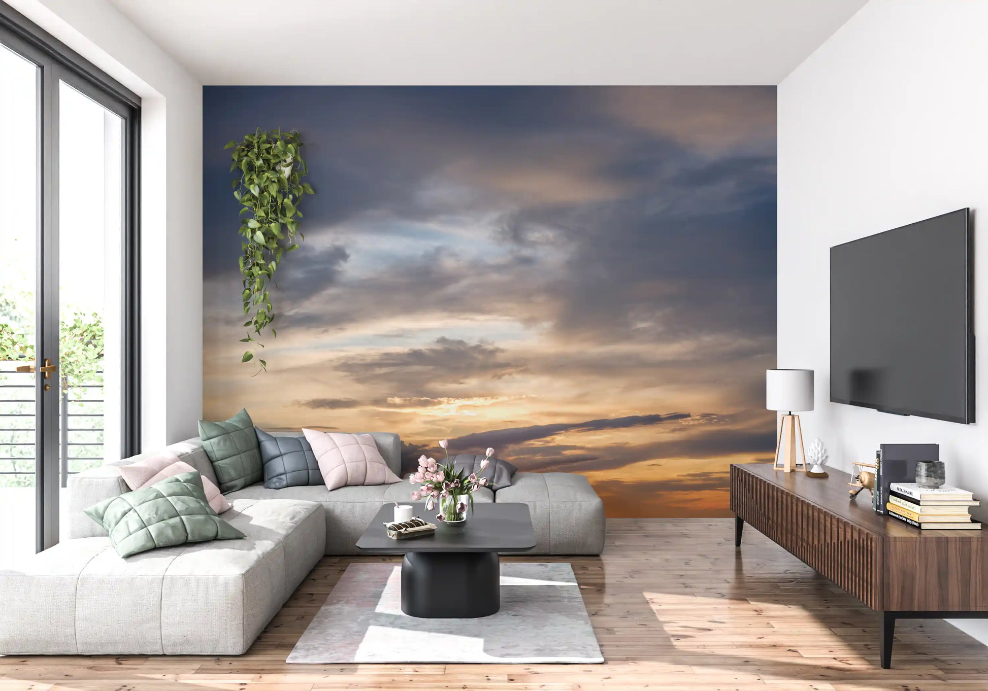 Golden Dusk Horizon Wall Mural