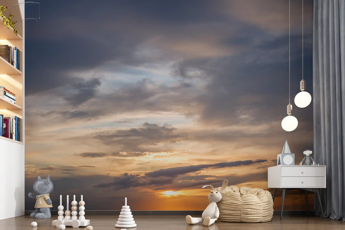 Golden Dusk Horizon Wall Mural