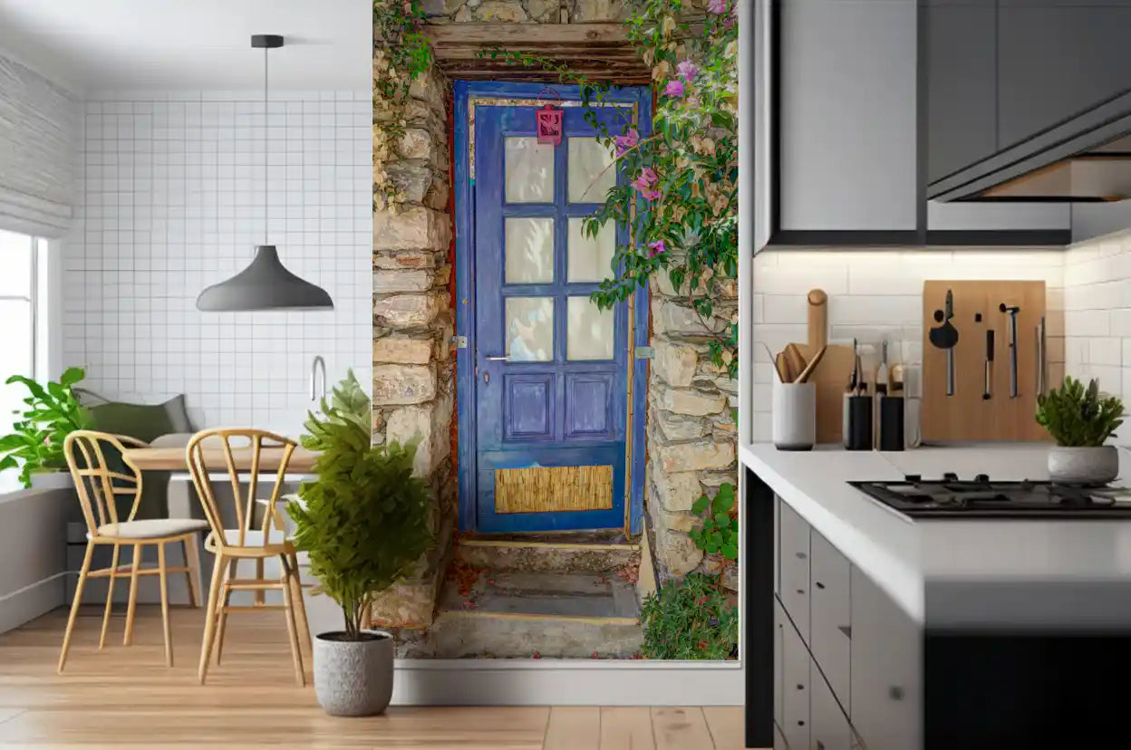Mediterranean Blue Doorway Wall Mural