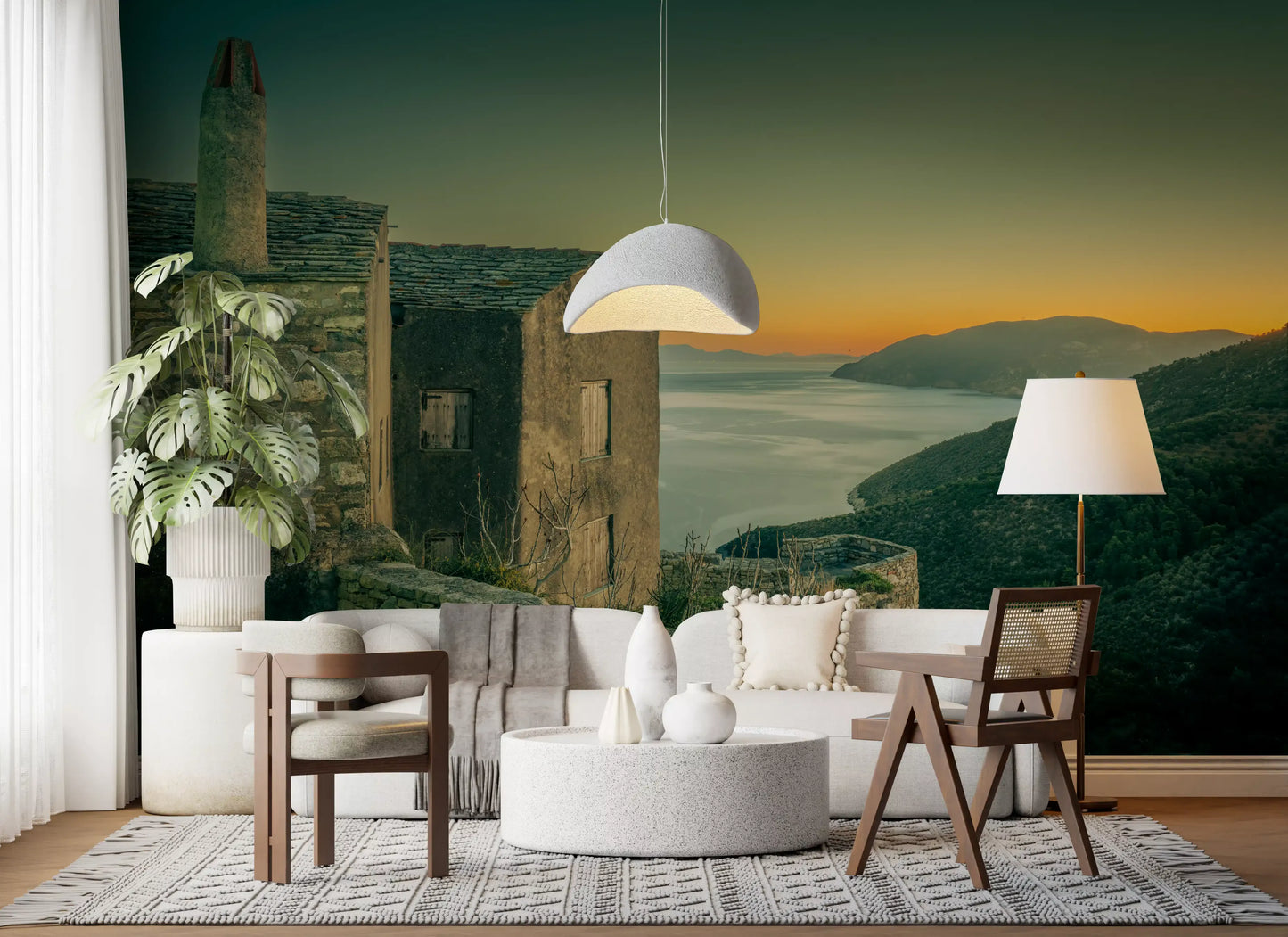 Mediterranean Cliffside Haven Wall Mural