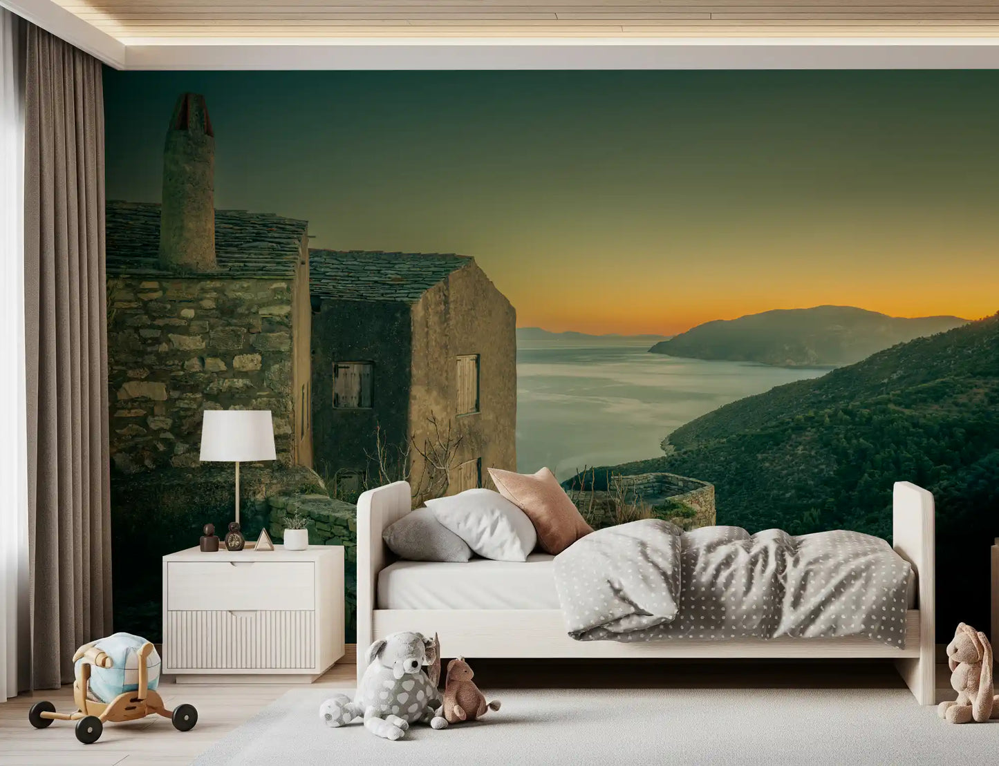 Mediterranean Cliffside Haven Wall Mural