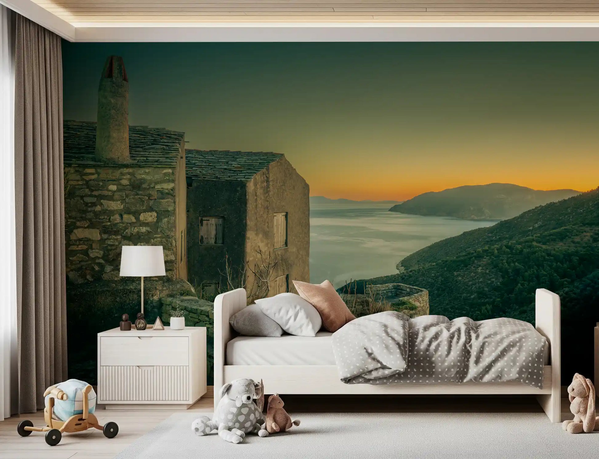 Mediterranean Cliffside Haven Wall Mural