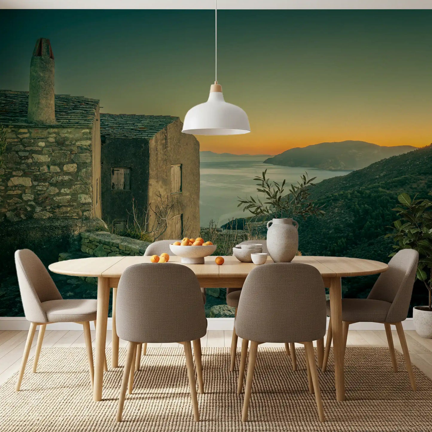 Mediterranean Cliffside Haven Wall Mural