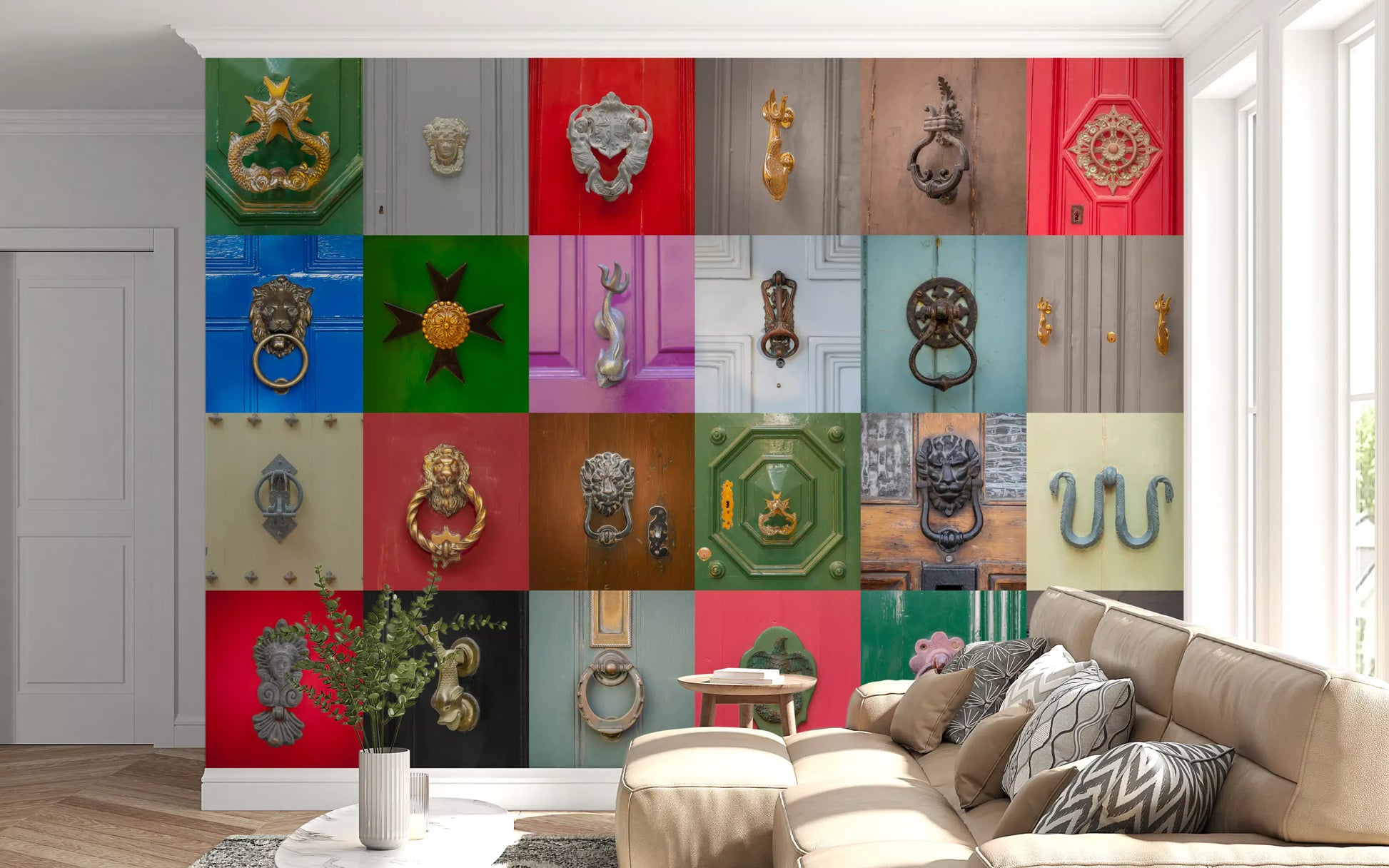 Classic Door Knockers Mosaic Wall Mural