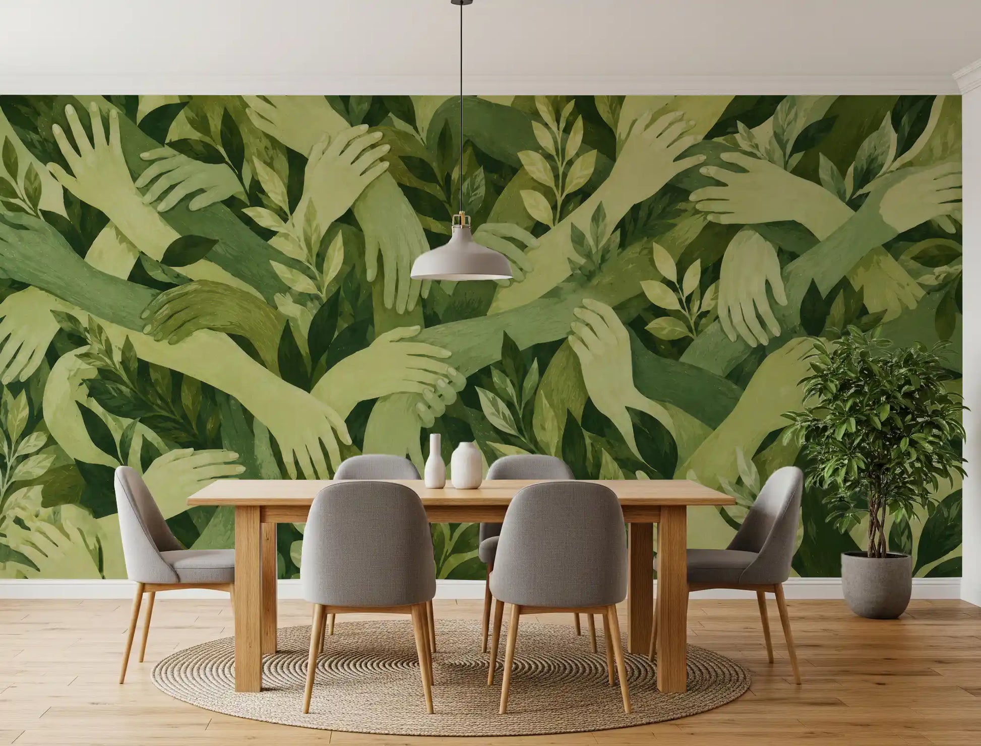 Intertwined Foliage Hands Wall Mural