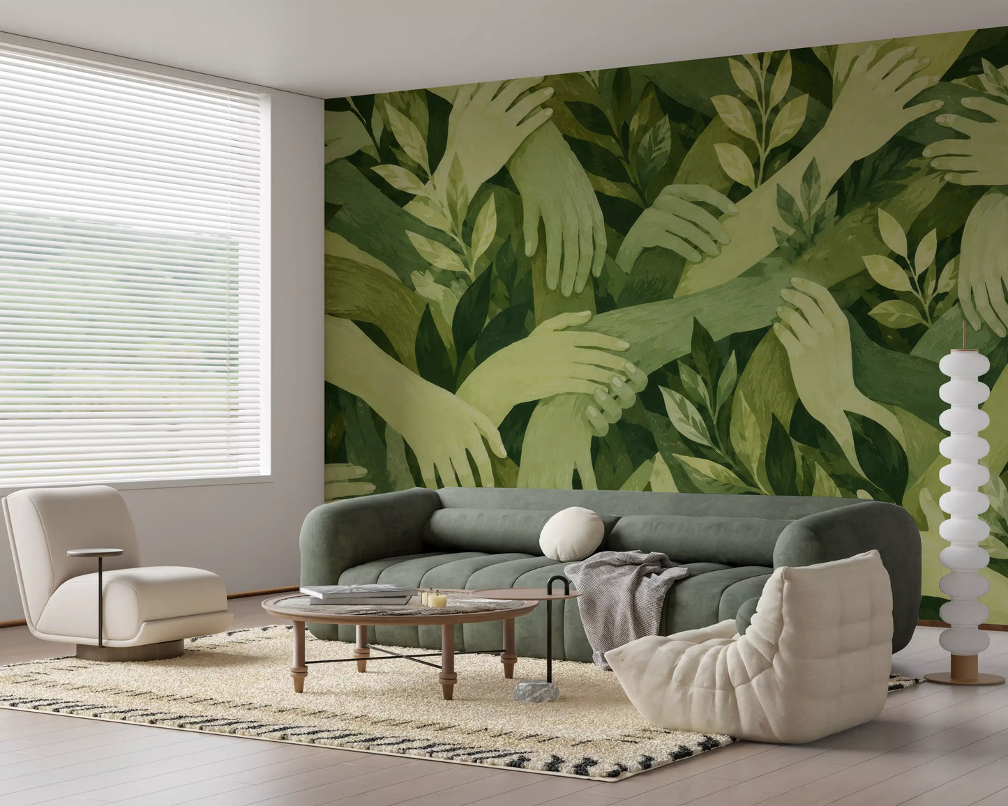 Intertwined Foliage Hands Wall Mural