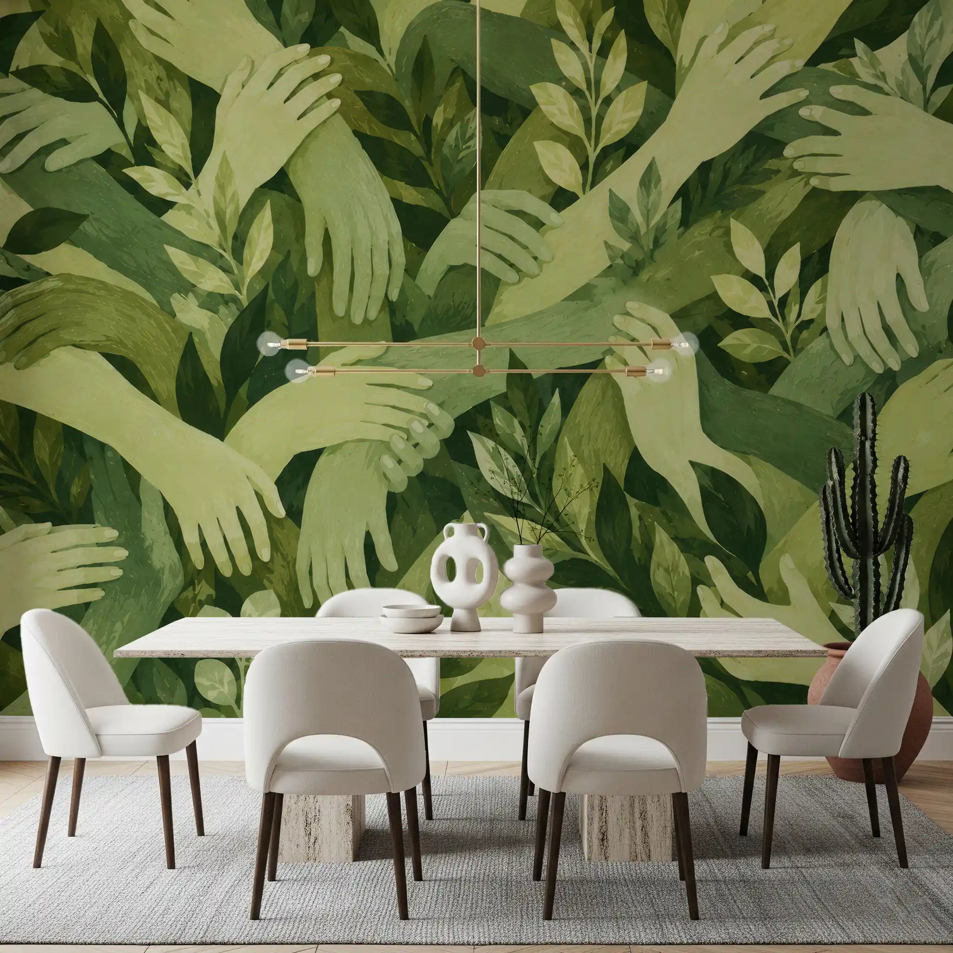 Intertwined Foliage Hands Wall Mural