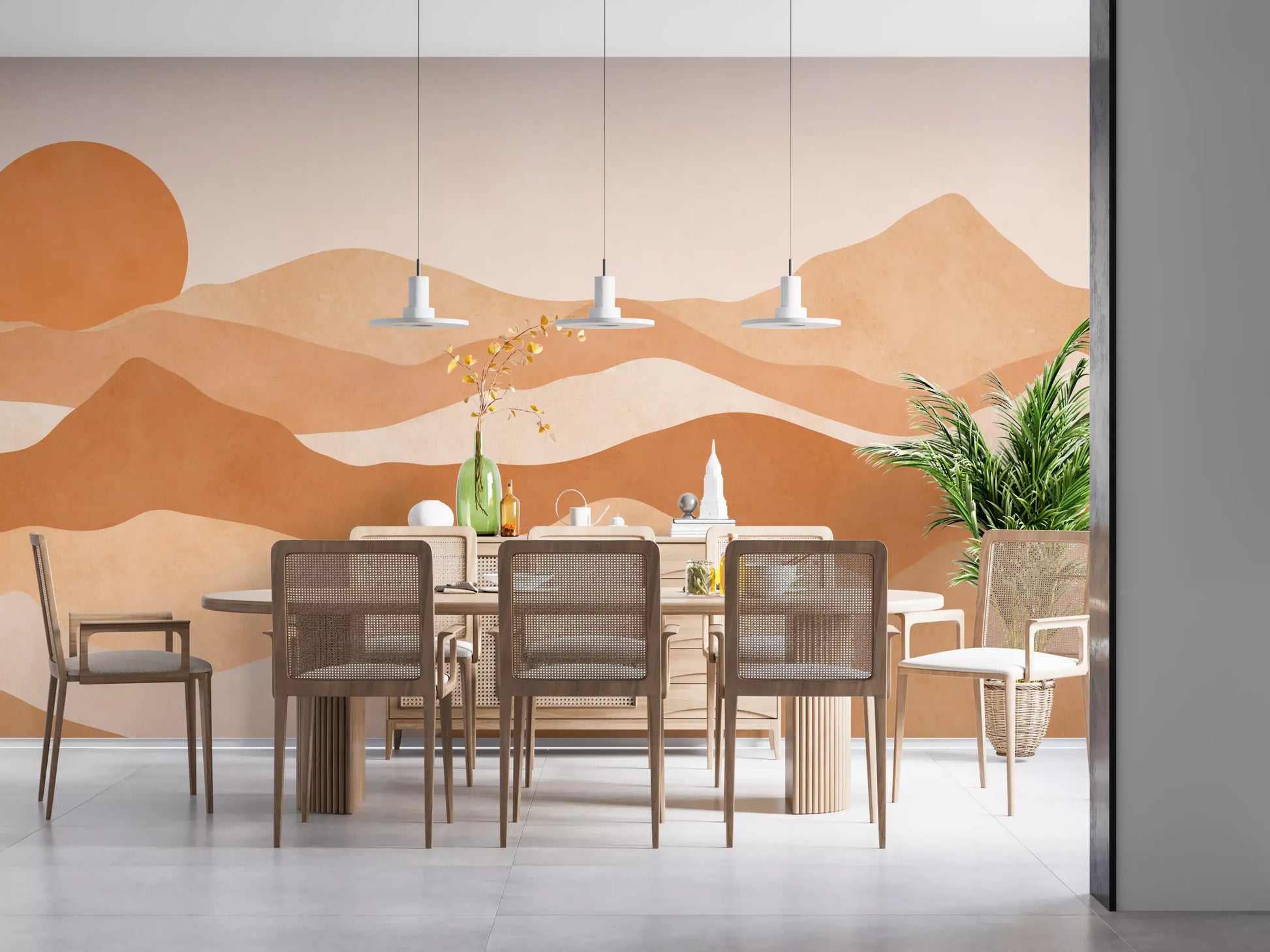 Desert Sunset Minimalist Peaks Wall Mural