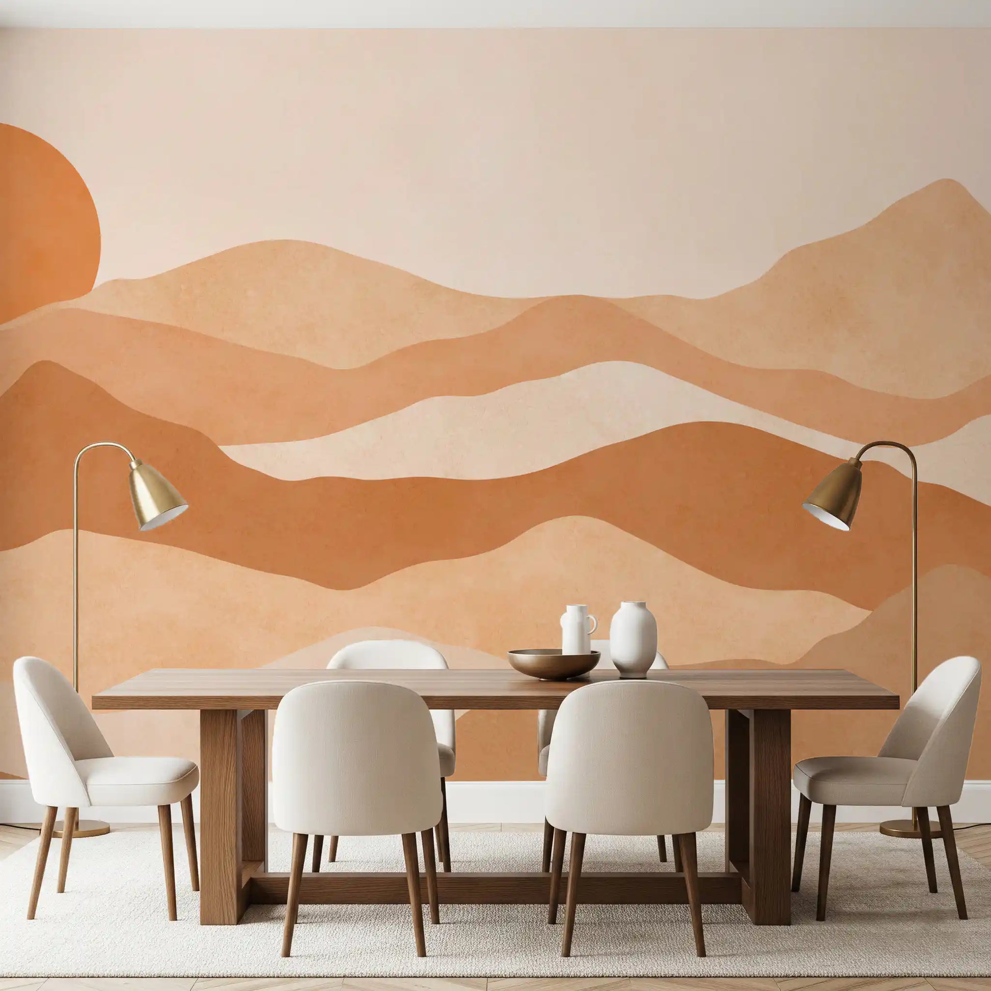 Desert Sunset Minimalist Peaks Wall Mural