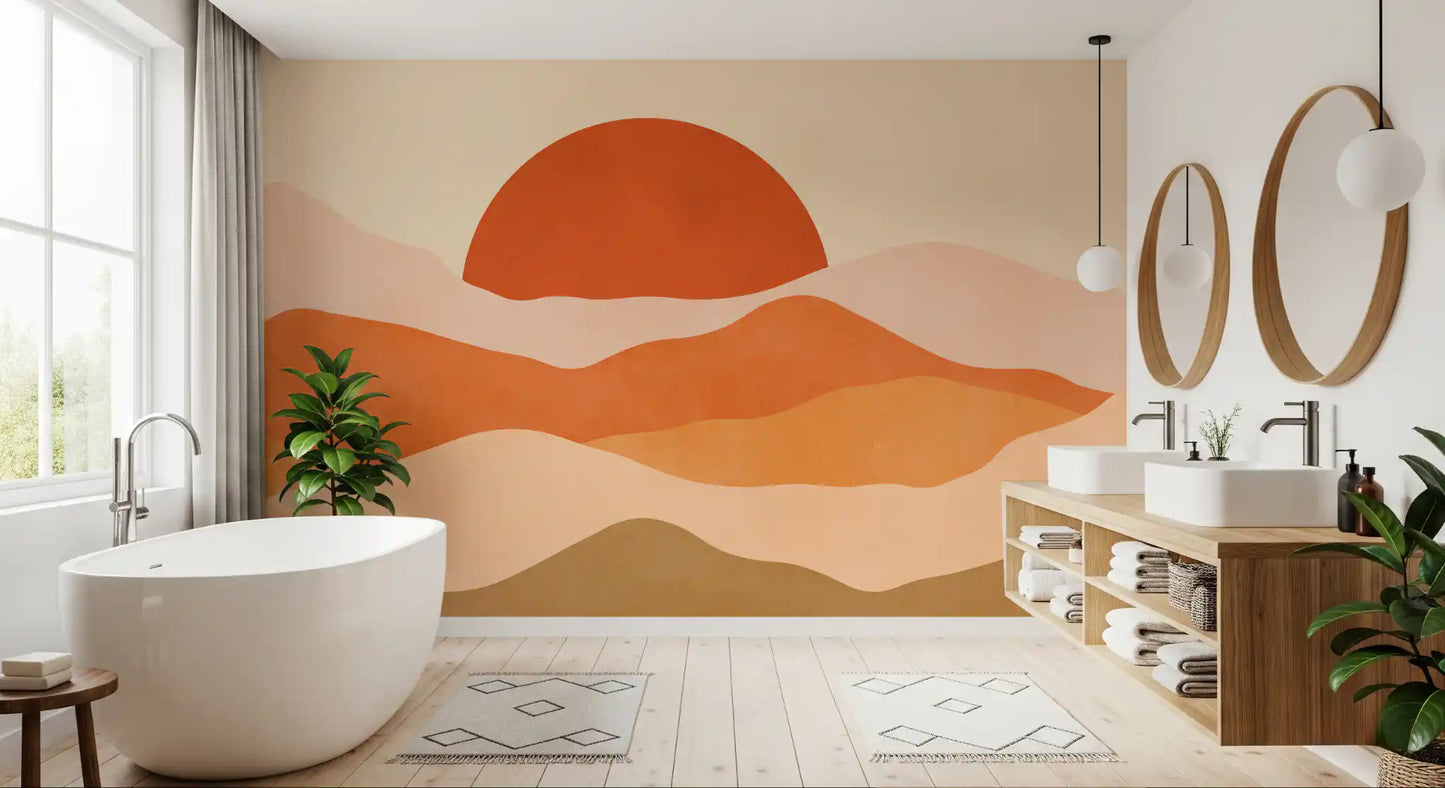 Minimalist Sunset Peaks Wall Mural