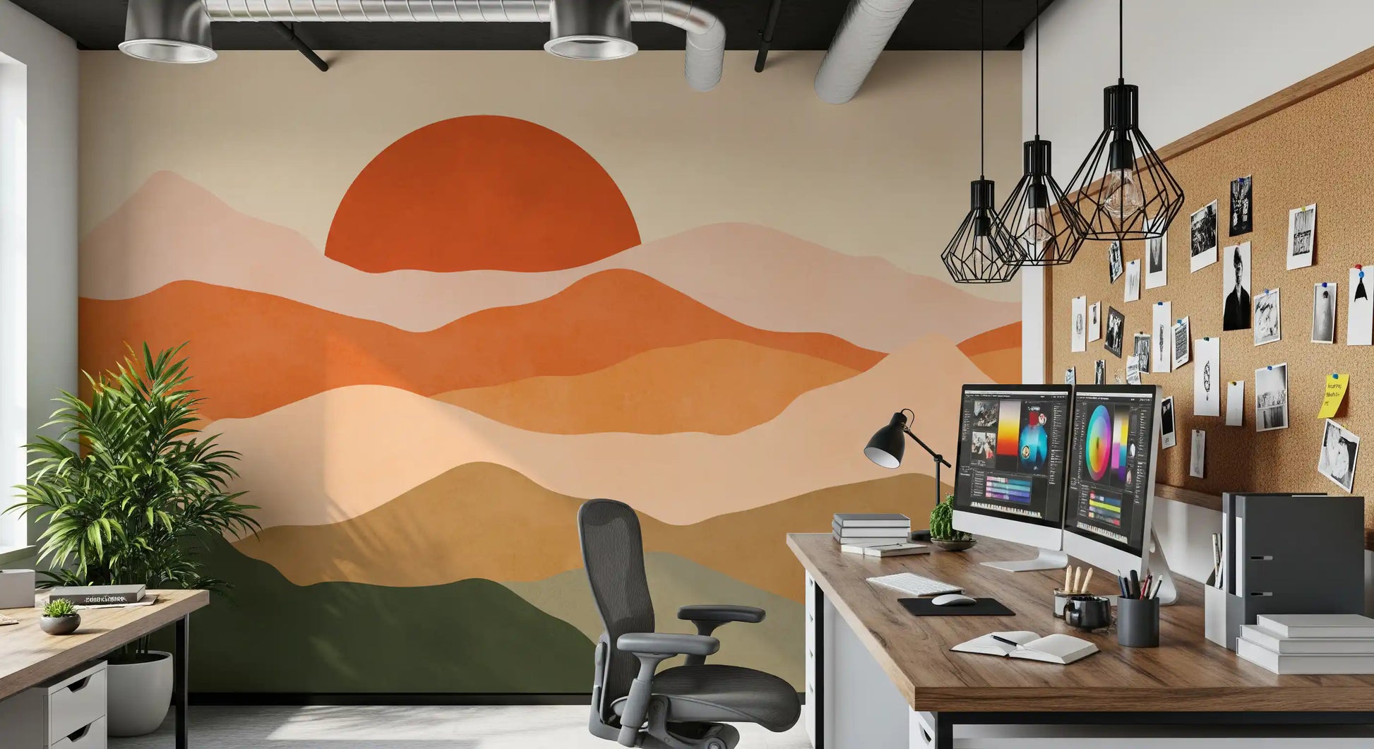 Minimalist Sunset Peaks Wall Mural