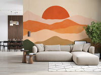 Minimalist Sunset Peaks Wall Mural