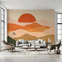 Minimalist Sunset Peaks Wall Mural