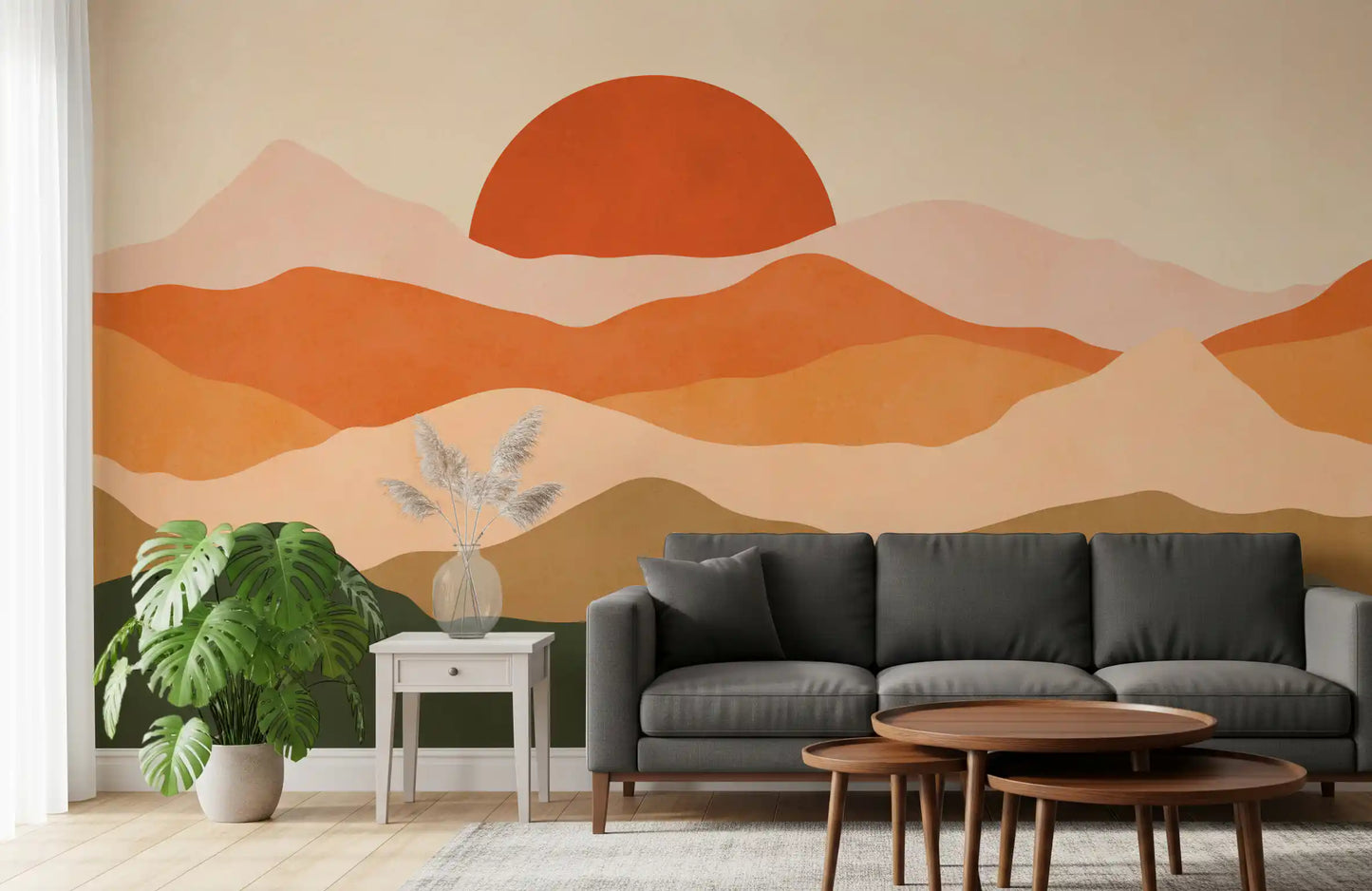 Minimalist Sunset Peaks Wall Mural