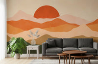 Minimalist Sunset Peaks Wall Mural