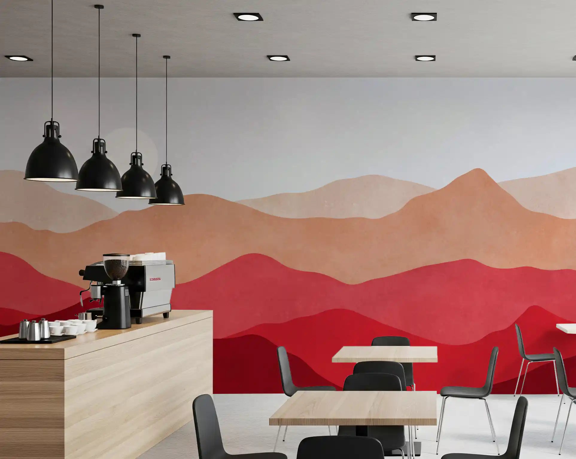 Crimson Mountain Horizon Wall Mural