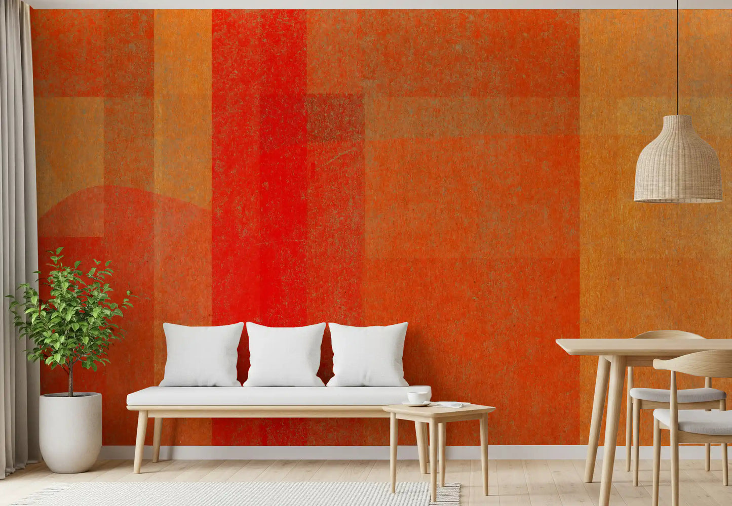 Fiery Sunset Abstract Geometry Wall Mural