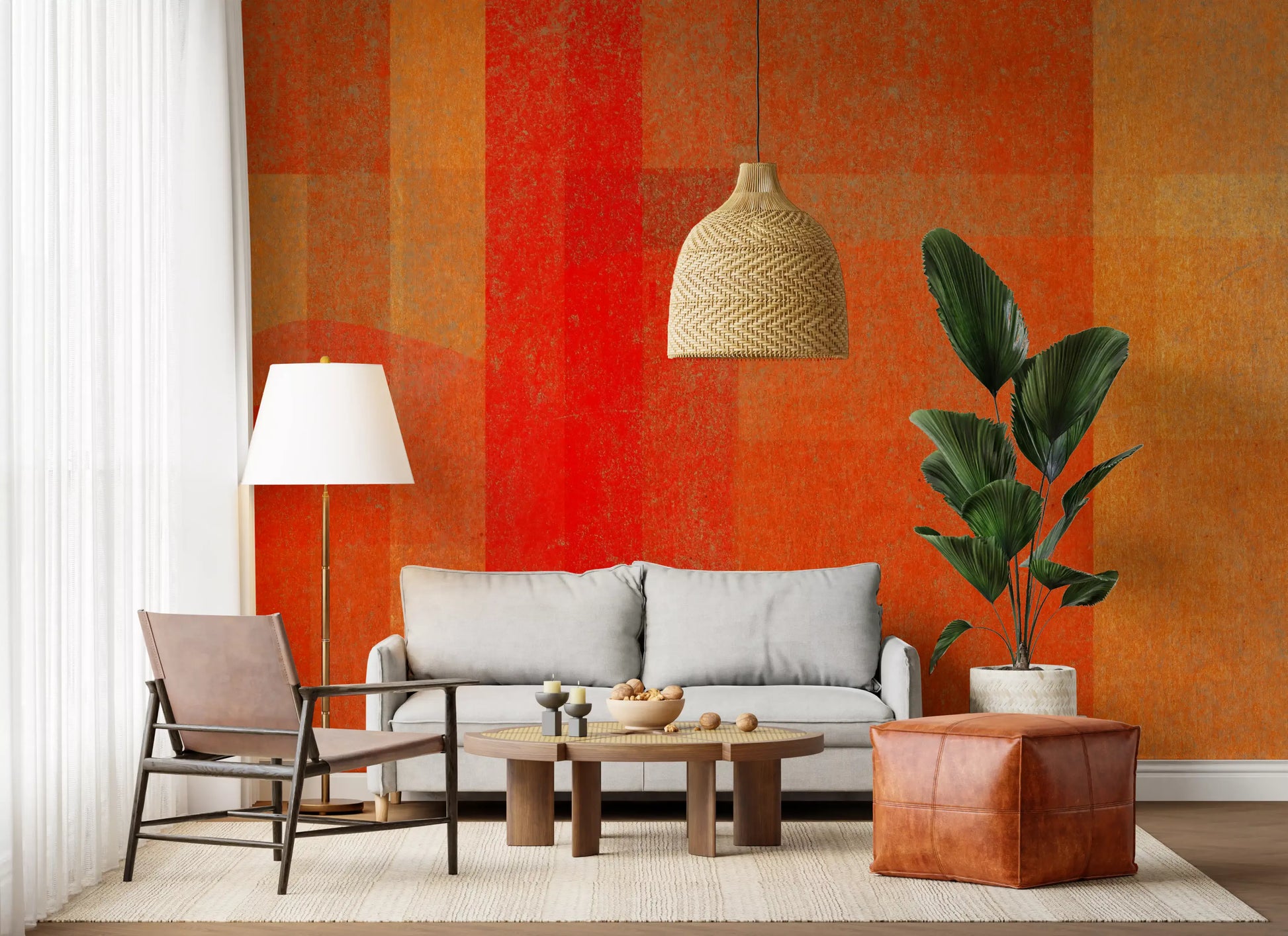 Fiery Sunset Abstract Geometry Wall Mural