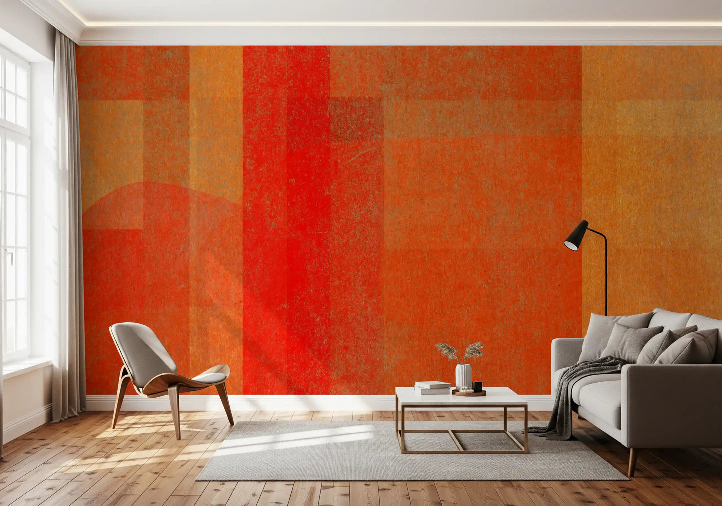 Fiery Sunset Abstract Geometry Wall Mural