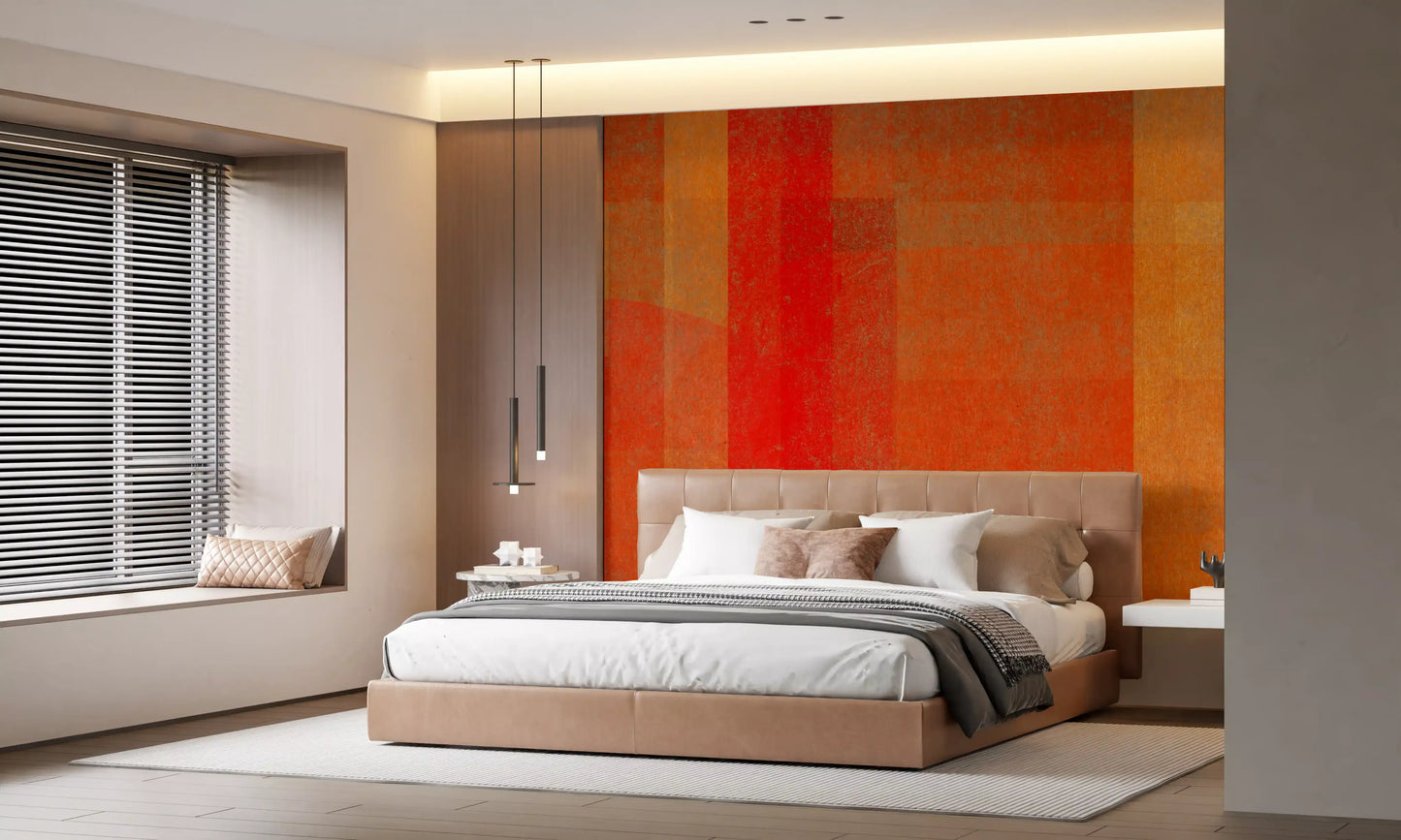 Fiery Sunset Abstract Geometry Wall Mural